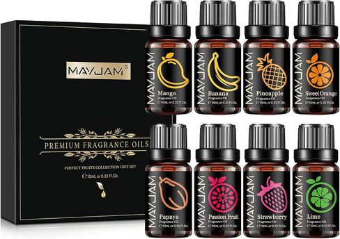 8x10ML Fragrance Oil Set, 0.33fl.oz Fruits Fragrance Oils for Diffuser Soap Candle Making - Essential Oils for Diffusers for Home in Saudi Arabia