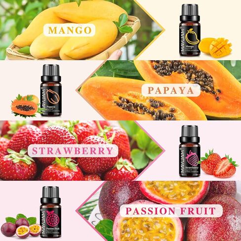 8x10ML Fragrance Oil Set, 0.33fl.oz Fruits Fragrance Oils for Diffuser Soap Candle Making - Essential Oils for Diffusers for Home in Saudi Arabia