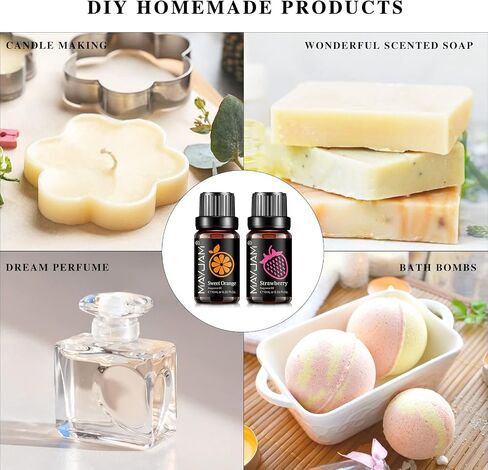 8x10ML Fragrance Oil Set, 0.33fl.oz Fruits Fragrance Oils for Diffuser Soap Candle Making - Essential Oils for Diffusers for Home in Saudi Arabia