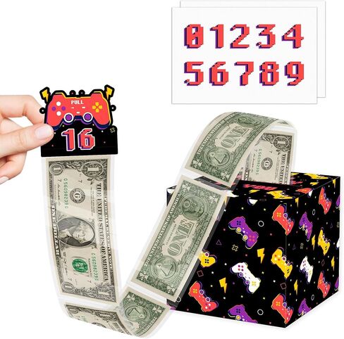 Happy Birthday Money Box for Cash - Surprise Money Box Gift Pull Gift Set Included 100Pcs Transparent Bags, Fun Birthday Gift for Freinds, Game Lover Birthday Gifts for Women Men in Kuwait