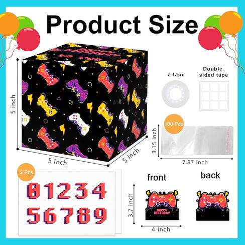 Happy Birthday Money Box for Cash - Surprise Money Box Gift Pull Gift Set Included 100Pcs Transparent Bags, Fun Birthday Gift for Freinds, Game Lover Birthday Gifts for Women Men in Kuwait