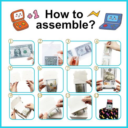 Happy Birthday Money Box for Cash - Surprise Money Box Gift Pull Gift Set Included 100Pcs Transparent Bags, Fun Birthday Gift for Freinds, Game Lover Birthday Gifts for Women Men in Kuwait