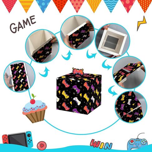 Happy Birthday Money Box for Cash - Surprise Money Box Gift Pull Gift Set Included 100Pcs Transparent Bags, Fun Birthday Gift for Freinds, Game Lover Birthday Gifts for Women Men in Kuwait