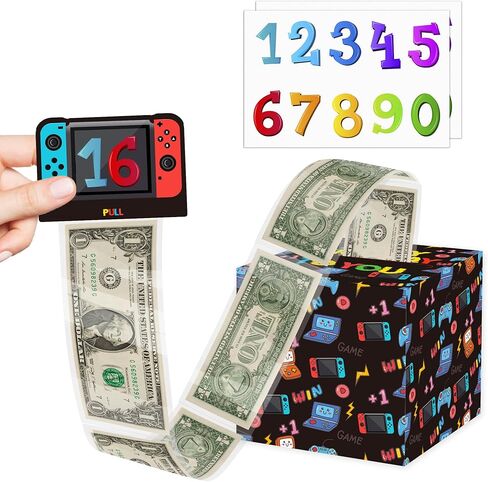 Happy Birthday Money Box for Cash - Surprise Money Box Gift Pull Gift Set Included 100Pcs Transparent Bags, Fun Birthday Gift for Freinds, Game Lover Birthday Gifts for Women Men in Kuwait