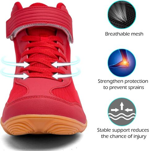 DimaiGlobal Men's Wrestling Shoe Fitness Sneaker Boxing Shoes Zero Drop Sole High Top Fighting Shoes Taekwondo Karate Martial Arts Training Shoes in Kuwait