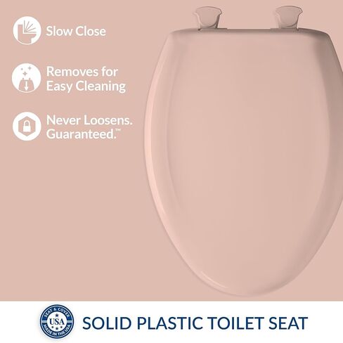 Bemis 200SLOWT 373 Toilet Seat will Slow Close, Never Loosen and Easily Remove, ROUND, Plastic, Loganberry in Kuwait