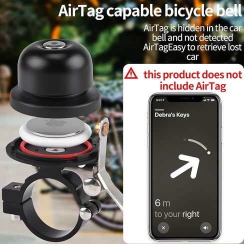 حامل جرس الدراجة لـ AirTag مقاوم للماء ومتتبع نظام تحديد المواقع للدراجة مضاد للسرقة، حامل من سبائك الألومنيوم لمقود الدراجة الجبلية على الطريق، حلقة صوت عالية ونقية in Kuwait