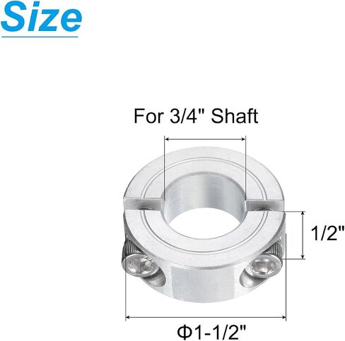 uxcell Double Split Clamp-On Shaft Collar for 3/4" Shaft, Two-Piece Clamping Collar 1-1/2" OD, 1/2" Thickness, Aluminum Alloy Set Screw Split Collar Clamp in Saudi Arabia
