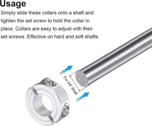 uxcell Double Split Clamp-On Shaft Collar for 3/4" Shaft, Two-Piece Clamping Collar 1-1/2" OD, 1/2" Thickness, Aluminum Alloy Set Screw Split Collar Clamp in Saudi Arabia