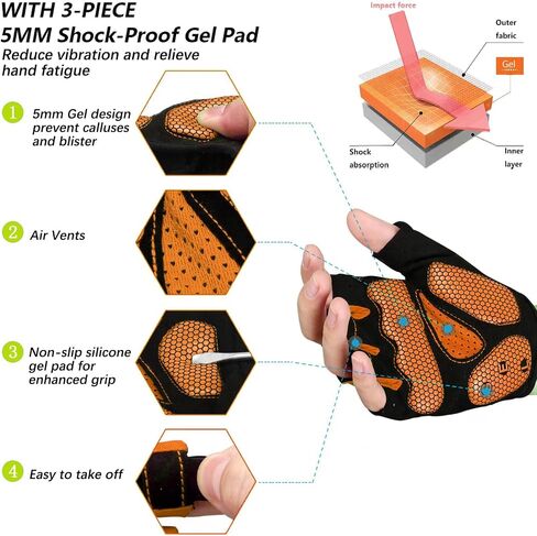 MOREOK Bike Gloves Exercise Workout Gloves AK050-one pair（Orange-Medium） Exercise Workout Gloves MK1003-one pair（Black-Medium） in Saudi Arabia