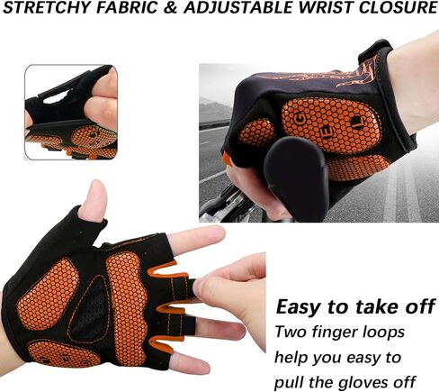 MOREOK Bike Gloves Exercise Workout Gloves AK050-one pair（Orange-Medium） Exercise Workout Gloves MK1003-one pair（Black-Medium） in Saudi Arabia