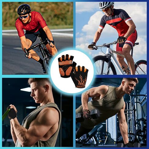 MOREOK Bike Gloves Exercise Workout Gloves AK050-one pair（Orange-Medium） Exercise Workout Gloves MK1003-one pair（Black-Medium） in Saudi Arabia