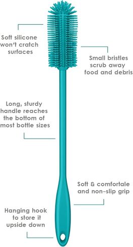 Silicone Bottle Brush, Water Bottle Cleaner Brush with Long Handle, Perfect for Cleaning Narrow Neck Containers, Vacuum Sports Bottle, Tumblers, Flask, Glassware (1 Pack, Charcoal) in Saudi Arabia