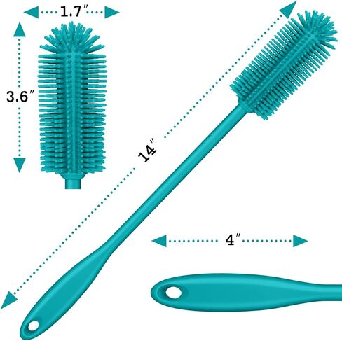 Silicone Bottle Brush, Water Bottle Cleaner Brush with Long Handle, Perfect for Cleaning Narrow Neck Containers, Vacuum Sports Bottle, Tumblers, Flask, Glassware (1 Pack, Charcoal) in Saudi Arabia