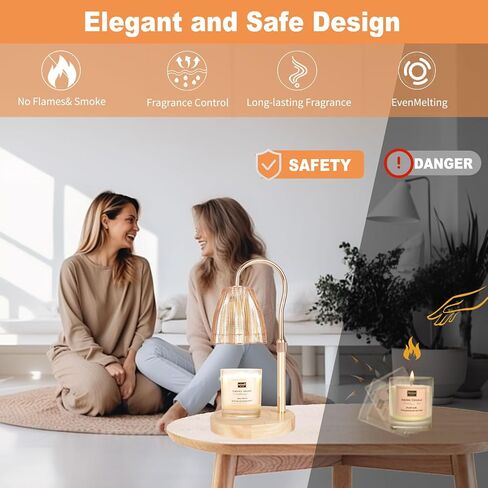 Candle Warmer Lamp with Timer & Dimmer, Candle Warmer Height Adjustable, Fits All Jar Scented Candles, Candle Lamp with 3 Bulbs, Charming Gift Box with Ribbon for Gifting in Saudi Arabia