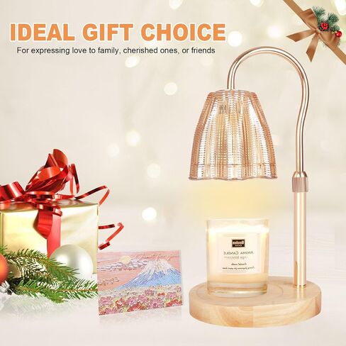 Candle Warmer Lamp with Timer & Dimmer, Candle Warmer Height Adjustable, Fits All Jar Scented Candles, Candle Lamp with 3 Bulbs, Charming Gift Box with Ribbon for Gifting in Saudi Arabia