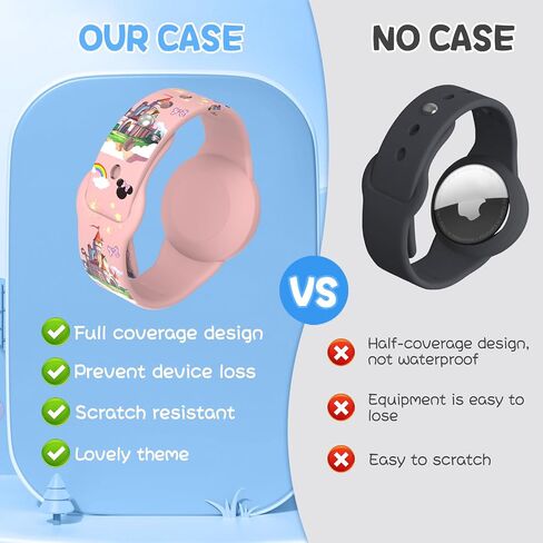 2 Pack Compatible for AirTag Bracelet Kids, Waterproof Cute Cartoon Air tag Holder with Airtag Bracelet Design, Full Coverage Anti-Lost Soft Silicone Airtag Hidden Accessories for Child(Yellow&Purple) in Saudi Arabia