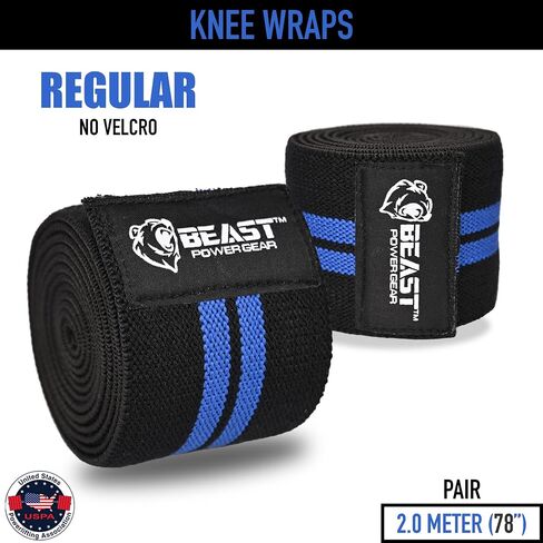 Knee Wraps (Pair) for Squats with Fastening Support, Powerlifting, Weightlifting, Cross Training, Leg Press,- Flexible 78" 98" Knee Wraps for Squatting - Men & Women in Saudi Arabia