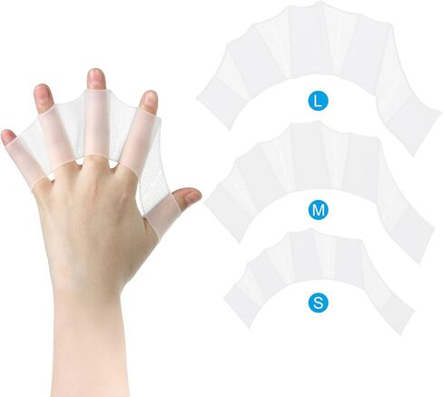 PATIKIL Silicone Swimming Gloves Webbed Swim Gloves Finger Frog Type Water Resistance Gear Paddle Fins in Saudi Arabia