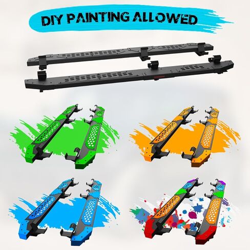 Running Boards for 2021 2022 2023 Ford Bronco 2 Door 4 Door wtih Factory Rock Rails,Side Steps Nerf Bars with Red Safety Reflector, Black Powder Coat DIY Paintable Mesh in Saudi Arabia