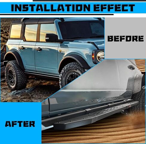 Running Boards for 2021 2022 2023 Ford Bronco 2 Door 4 Door wtih Factory Rock Rails,Side Steps Nerf Bars with Red Safety Reflector, Black Powder Coat DIY Paintable Mesh in Saudi Arabia
