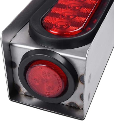 ALLGOOD Clear Tail Lights Steel Boxes Housing w/6Inch Oval LED Trailer Tail Lamp 2 Inch Round Marker Lights 2Pcs in Saudi Arabia