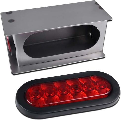 ALLGOOD Clear Tail Lights Steel Boxes Housing w/6Inch Oval LED Trailer Tail Lamp 2 Inch Round Marker Lights 2Pcs in Saudi Arabia