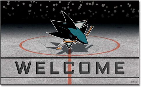 FANMATS 21285 San Jose Sharks Crumb Rubber Outdoor Door Mat - 18in. x 30in. in Saudi Arabia