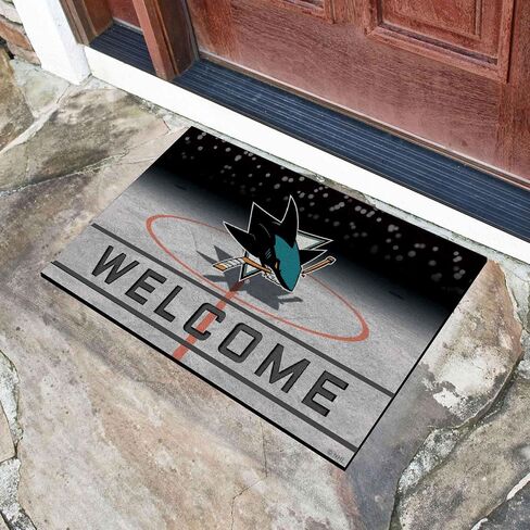 FANMATS 21285 San Jose Sharks Crumb Rubber Outdoor Door Mat - 18in. x 30in. in Saudi Arabia