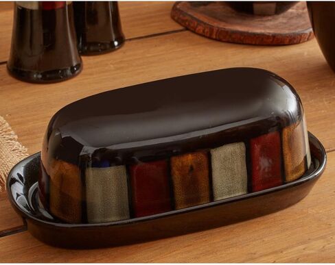 طبق زبدة مغطى من بفالتزغراف، مقاس واحد، أبيض/وردي in Kuwait