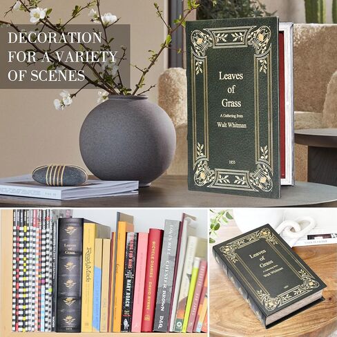 Book Box Decorative Storage Box Faux Wood with Magnetic Cover Storage for Hidden Jewelry,Photos, Greeting Cards,Remotes，M Size Box -4-02 in Saudi Arabia