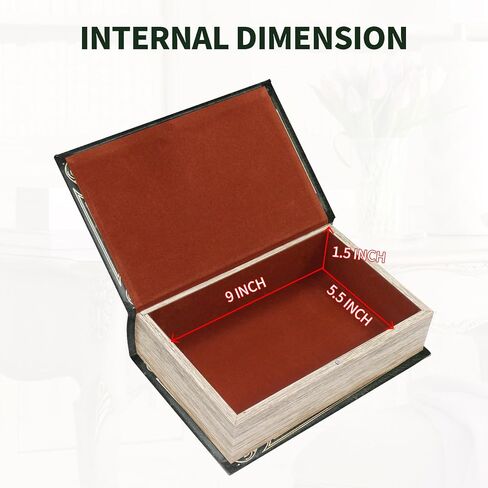 Book Box Decorative Storage Box Faux Wood with Magnetic Cover Storage for Hidden Jewelry,Photos, Greeting Cards,Remotes，M Size Box -4-02 in Saudi Arabia