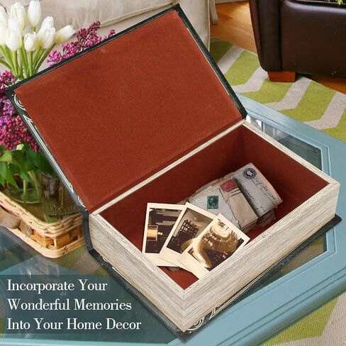 Book Box Decorative Storage Box Faux Wood with Magnetic Cover Storage for Hidden Jewelry,Photos, Greeting Cards,Remotes，M Size Box -4-02 in Saudi Arabia