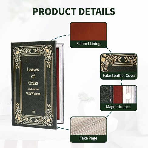 Book Box Decorative Storage Box Faux Wood with Magnetic Cover Storage for Hidden Jewelry,Photos, Greeting Cards,Remotes，M Size Box -4-02 in Saudi Arabia