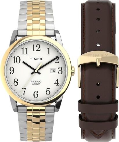 Timex Men's Easy Reader 35mm Watch - Silver-Tone Expansion Band White Dial Silver-Tone Case in Saudi Arabia