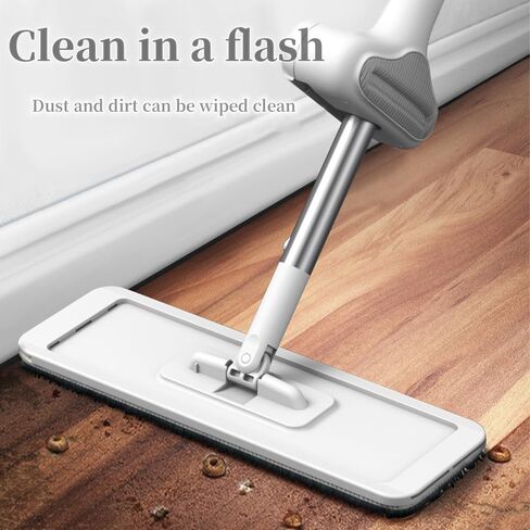 Microfiber Mop 15'', Floor Mop with 4 Washable Pads, Flat Mop with Adjustable Handle for Laminnate Tile Floors, Wet & Dust Use for Floor Cleaning in Saudi Arabia