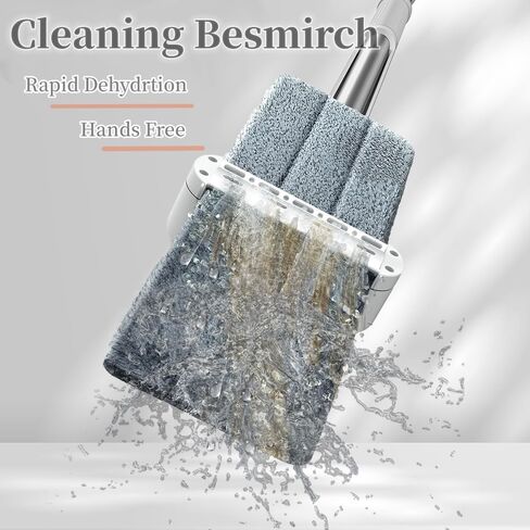 Microfiber Mop 15'', Floor Mop with 4 Washable Pads, Flat Mop with Adjustable Handle for Laminnate Tile Floors, Wet & Dust Use for Floor Cleaning in Saudi Arabia