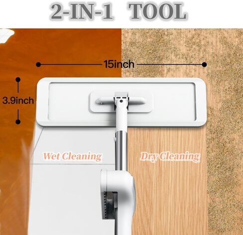 Microfiber Mop 15'', Floor Mop with 4 Washable Pads, Flat Mop with Adjustable Handle for Laminnate Tile Floors, Wet & Dust Use for Floor Cleaning in Saudi Arabia