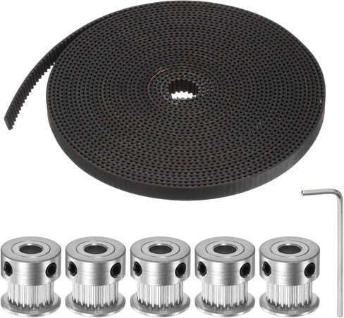HARFINGTON 5 Meters 2GT Timing Belt 6mm Width with Fiberglass Core + 5pcs 20T 2GT Timing Pulley 6mm Bore + 2mm Hex Key Wrench for 3D Printer and Most Belt Driven Printers in Saudi Arabia