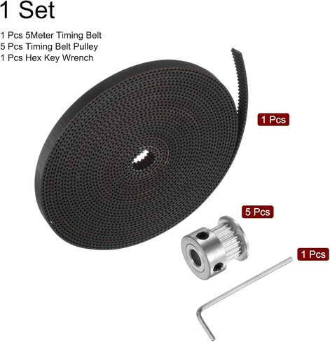 HARFINGTON 5 Meters 2GT Timing Belt 6mm Width with Fiberglass Core + 5pcs 20T 2GT Timing Pulley 6mm Bore + 2mm Hex Key Wrench for 3D Printer and Most Belt Driven Printers in Saudi Arabia
