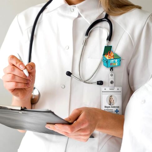 بكرة شارة قابلة للسحب مع مشبك تمساح، ممرضة مضحكة للطبيب والممرضة، مستلزمات عمل مكتبية للممرضات والمدرسين الطبيين، هدية للممرضات والعاملين في المكاتب، ومستلزمات الأخصائيين الاجتماعيين، YXZ054 in Kuwait