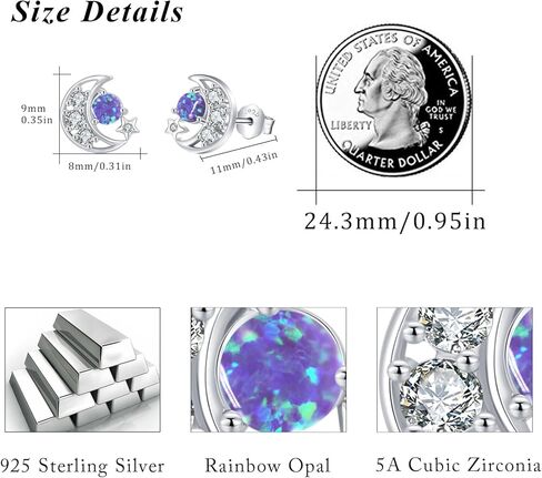 Cuoka Star Moonstone Earrings 925 Sterling Silver Moonstone Star Stud Earrings,Simple Moonstone Star Earrings Jewelry Birthday Graduation Gift For Women Wife in Kuwait