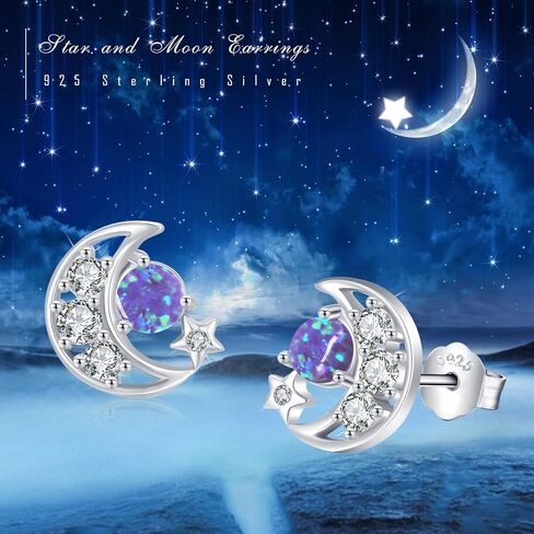 Cuoka Star Moonstone Earrings 925 Sterling Silver Moonstone Star Stud Earrings,Simple Moonstone Star Earrings Jewelry Birthday Graduation Gift For Women Wife in Kuwait