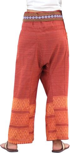 RaanPahMuang Striped Cotton Thai Fisherman Wrap Pants Thai Stamped Art Print in Saudi Arabia