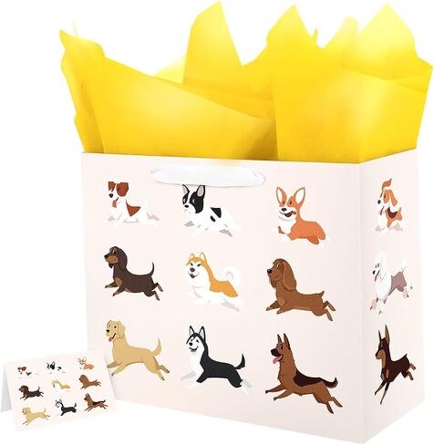 ysmile Dog Gift Bag with Wrapping Tissue for Men Women 12.6" in Kuwait