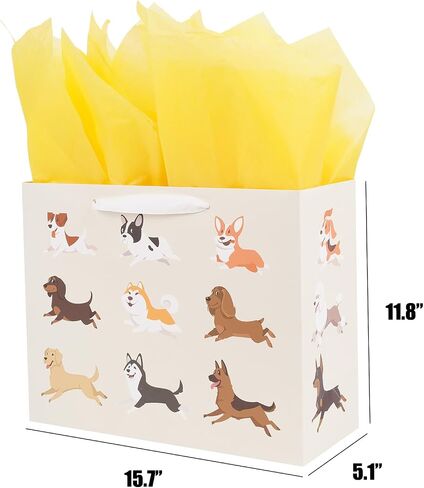 ysmile Dog Gift Bag with Wrapping Tissue for Men Women 12.6" in Kuwait