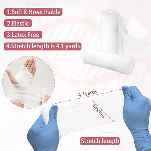 32 Pack Gauze Rolls Bandages 4 " x 4.1 yd Premium Quality Lint and Latex-Free Conforming Stretch Bandages Designed for Effective Wound Care for Wound Dressing Support (Individually Packed) in Saudi Arabia