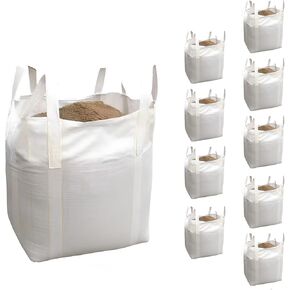 10Pcs FIBC Bulk Bag, 1.5 Ton Bag, 35"L x 35"W x 43"H, 3300 lbs, Opening Bulk Bags with Cinch-top Closure, Woven Polypropylene Sacks w/Cross-sealed Flat Bottom, Heavy Duty Sand Bag, 4 Lift Loops in Kuwait