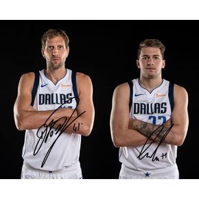 Ikonic Fotohaus Dirk Nowitzki Luka Doncic Signed Photo Autograph Print Wall Art Home Decor