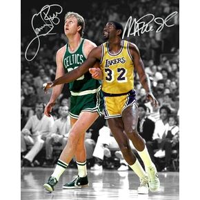 Ikonic Fotohaus Magic Johnson Larry Bird Signed Photo Autograph Print Wall Art Home Decor